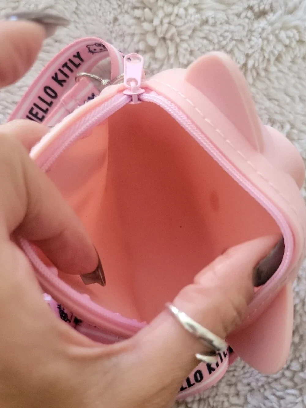 Hello Kitty Light Pink Silicone Kids Crossbody Bag with Branded Lanyard